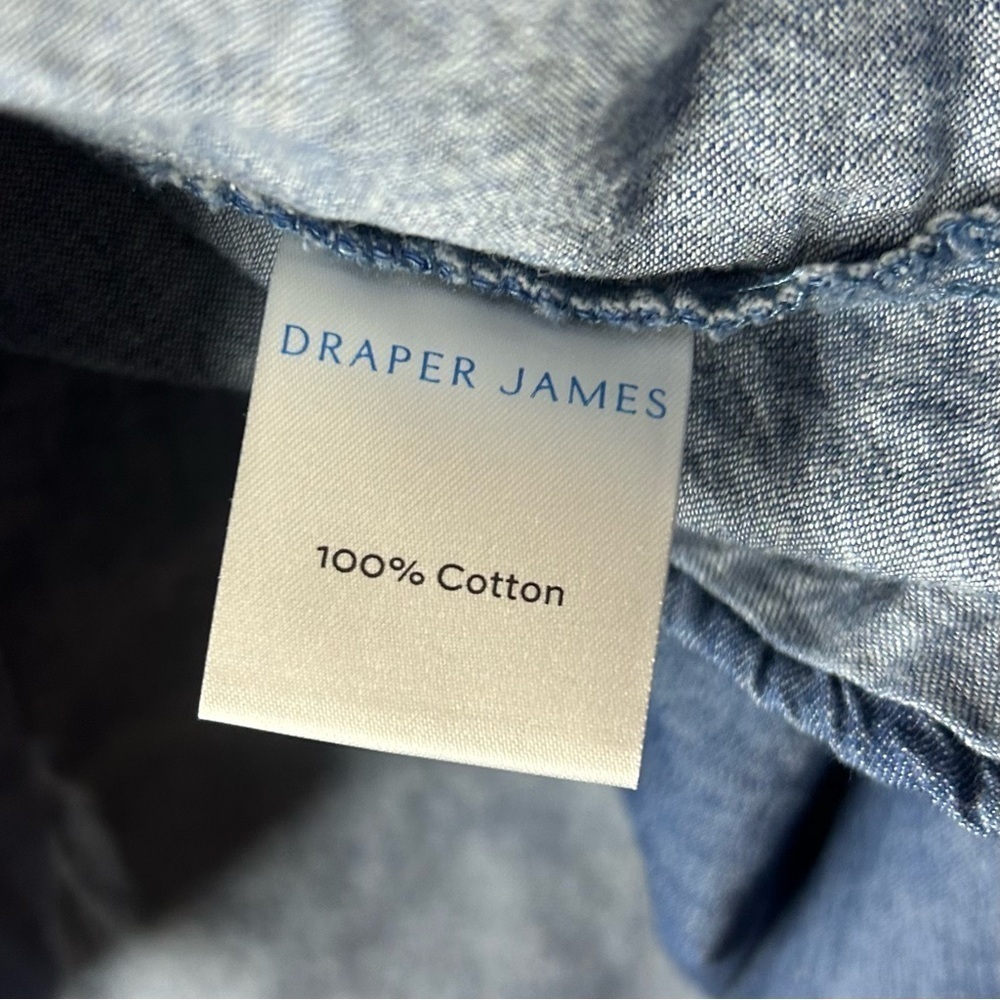 Draper James Blue Button Down Shirt with Ruffles size medium - Picture 8 of 11